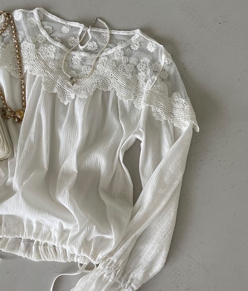 bloggerbok blomming lace blouse(ivory)