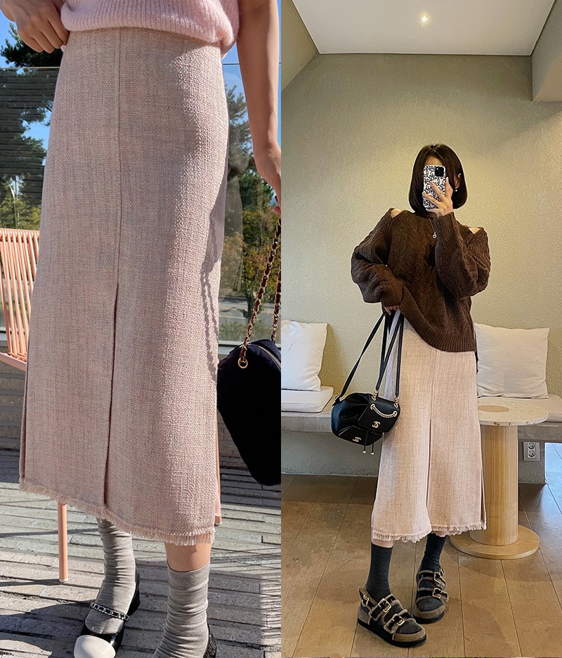 grace slit tweed skirt